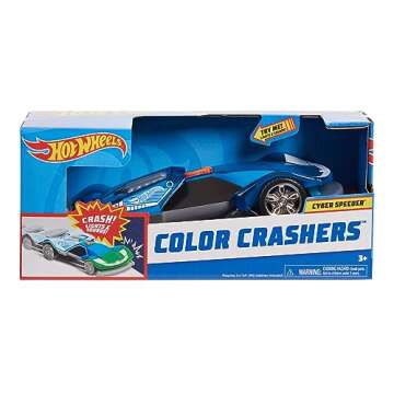 Hot Wheels Color Crashers Cyber Speeder, Motorized Toy Car with Lights & Sounds, Blue, Kids Toys for Ages 3 Up by Just Play