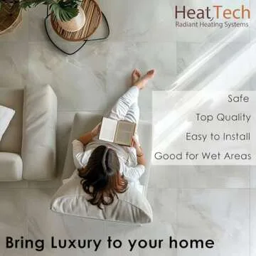 HeatTech Electric Radiant Floor Heating Mat Kit System 120V, Radiant Floor Heat Heating Mat System w/AUBE 7-day Programmable Floor Sensing Thermostat w/Floor Sensor for Bathroom Tile Stone