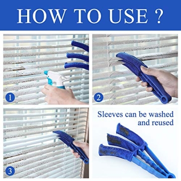 Hiware Window Blind Cleaner Duster Brush with 5 Microfiber Sleeves - Blind Cleaner Tools for Window Shutters Blind Air Conditioner Jalousie Dust