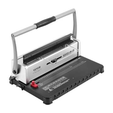 VEVOR Coil Binding Machine, Manual Book Maker 34-Holes Binding 120 Sheets, Punch Binder with Adjustable Side Margin, for Letter Size, A4, A5