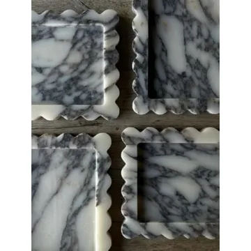Viola Marble Scallop Tray for Elegant Gatherings