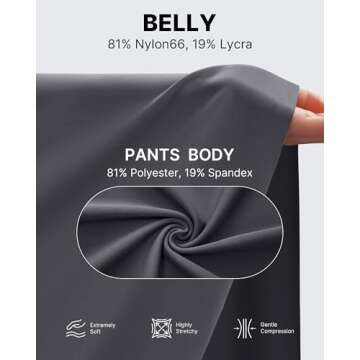 G4Free Pregnancy Pants for Women Maternity Outfits Dress Work Pants Stretchy High Waist Yoga Pants with Pockets Winter Wide Leg Trousers (Dark Gray,L,30")