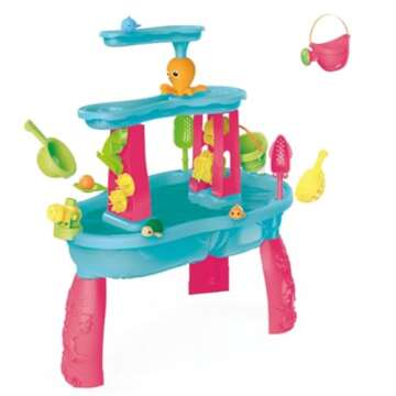 VATOS 3 Tier Sand Water Table for Girls, Kids Splash Sand Table Water Toys for Aged 3 4 5 6 7 8 9, Summer Water Activity Table Beach Backyard Garden Outdoor Toy for Toddler Kids