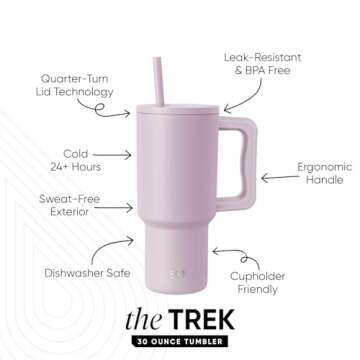 Simple Modern 30 oz Tumbler with Handle and Straw Lid | Insulated Cup Reusable Stainless Steel Water...