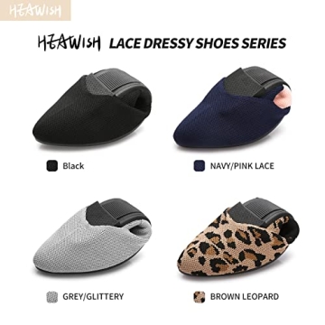 HEAWISH Women’s Pointed Toe Ballet Flat Fringe Bow Strap Comfortable Flats Shoes Casual Dress Shoes(Navy/Bow, US10)