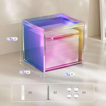 TAINESS Rainbow Disposable Facial Towel Storage Box Acrylic Towel Container Compatible with Clean Skin Club Clean Towel XL Wall-Mounted Face Towel Organizer with Drawer(Excluding Facial Towels)