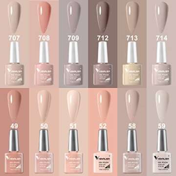 VENALISA Gel Nail Polish Set - 12 Pcs 7.5ml Nude Light Pink All Seasons Skin Tones Neutral Pink Brow...
