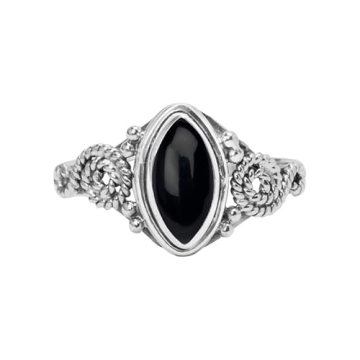 Exquisite Black Onyx Stone Ring - Handmade 925 Silver Ring for Women