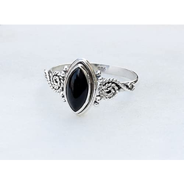 Elegant Black Onyx Stone Ring - Handmade 925 Sterling Silver
