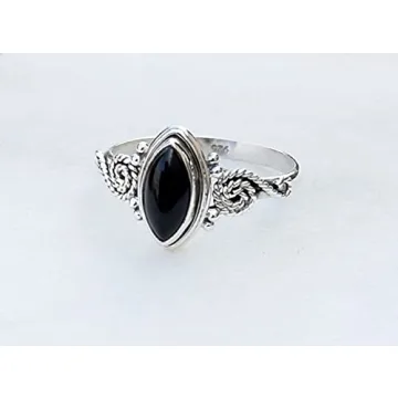 Elegant Black Onyx Stone Ring - Handmade 925 Sterling Silver