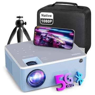 FANGOR 1080P HD Projector, WiFi Bluetooth Projectors, Max 230” Projection Screen Portable Home The...