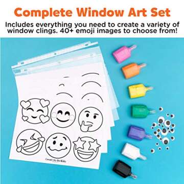 Creativity for Kids Emoji Window Art - Paint Your Own DIY Window Art Craft Kit for Kids, Multi, 1 Count (Pack of 1)