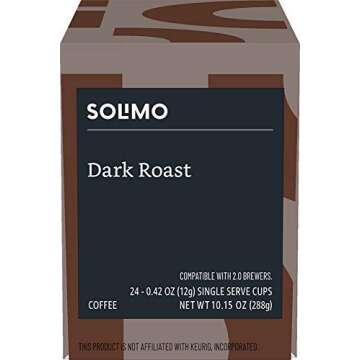 Amazon Brand - Solimo Coffee Pods, Dark Roast, Compatible with Keurig 2.0 K-Cup Brewers, 24 Count