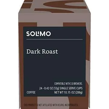 Amazon Brand - Solimo Coffee Pods, Dark Roast, Compatible with Keurig 2.0 K-Cup Brewers, 24 Count