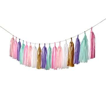 GUZON 30 PCS Tissue Paper Tassel DIY Party Garland Decor for All Events & Occasions（Pastal）