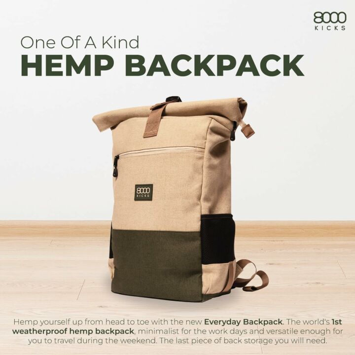 Lightweight Weatherproof Hemp Backpack with Anti-theft Pocket