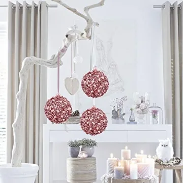 Rose Gold Christmas Ornaments 4pc Set for Festive Decor