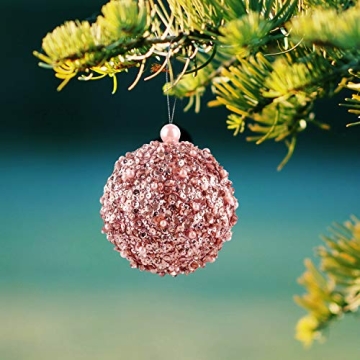 Rose Gold Christmas Ornaments 4pc Set for Festive Decor