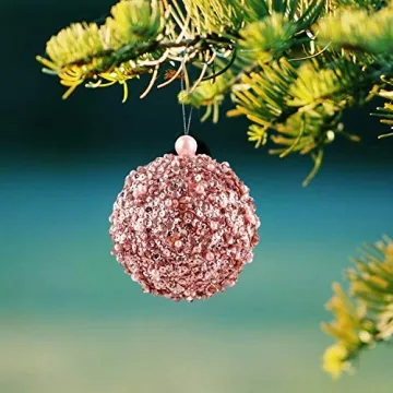 Rose Gold Christmas Ornaments 4pc Set for Festive Decor