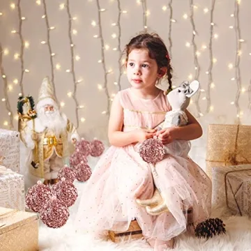 Rose Gold Christmas Ornaments 4pc Set for Festive Decor