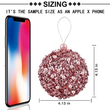 Rose Gold Christmas Ornaments 4pc Set for Festive Decor