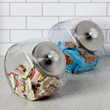 Anchor Hocking Penny Candy Jar 1 Gallon Glass Jar with Lid, Set of 2 Jars