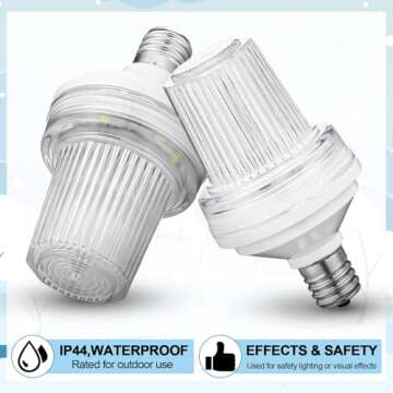 Rossesay 4 Pcs 120v Strobe C9 Christmas Lights Bulbs Outdoor Waterproof C9 LED Replacement Bulbs E17 Base 6000k Bright Flashing Strobe Light for Indoor Outdoor Yard Xmas Tree Decor(White)