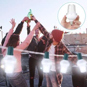 Rossesay 4 Pcs 120v Strobe C9 Christmas Lights Bulbs Outdoor Waterproof C9 LED Replacement Bulbs E17 Base 6000k Bright Flashing Strobe Light for Indoor Outdoor Yard Xmas Tree Decor(White)