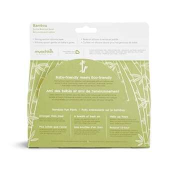 Munchkin® Bambou™ Suction Bowl and Silicone Spoon for Babies and Toddlers, Non-Toxic Bamboo