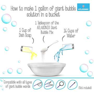 Bubbles Mix Solution for Huge Bubbles 7 Gallons Non Toxic Powder Concentrate Refill for Big Bubble W...