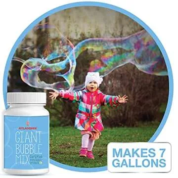Bubbles Mix Solution for Huge Bubbles 7 Gallons Non Toxic Powder Concentrate Refill for Big Bubble Wands/Machines Safe for Kids and Pets Edible - Summer Outdoor Birthday Fun Party Activity