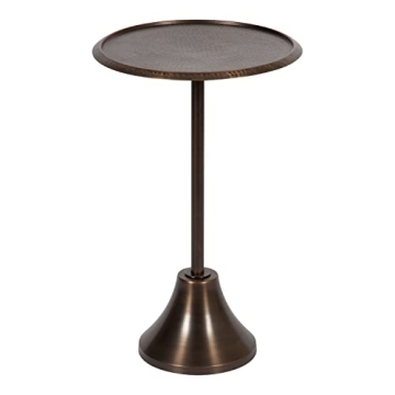Kate and Laurel Sanzo Modern Pedestal Side Table, 15 x 15 x 24, Bronze, Decorative End Table with Ha...