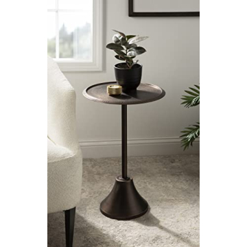 Stylish Kate and Laurel Sanzo Side Table with Hammered Top