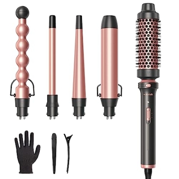 5 in 1 Curling Iron Set with Wand & Brush
