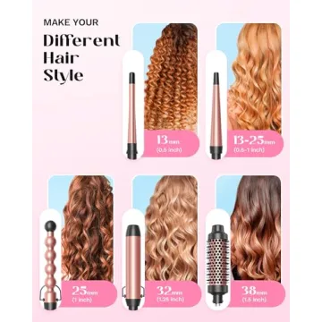 5 in 1 Curling Iron Set with Wand & Brush