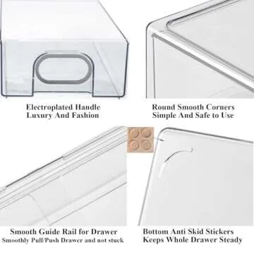 Heavy Duty Refrigerator Organizers - 6 PCS Storage Drawers