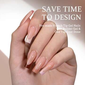 BTArtboxnails XCOATTIPS Press on Nails - French Tip Press on Nails, Long Square Nail Tips False Nail...