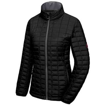 Little Donkey Andy Women's Puffer Jacket, Lightweight Warm Hiking Jacket with Post-Consumer Synthetic Insulation Black XL