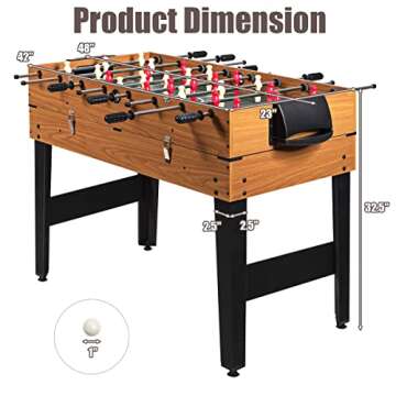 Giantex Multi Game Table, 3-in-1 48" Combo Game Table w/Soccer, Billiard, Slide Hockey, Wood Foosball Table, Perfect for Game Rooms, Arcades, Bars, Parties, Family Night