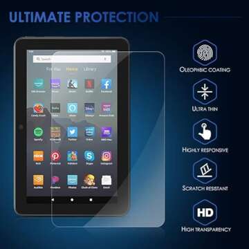 【2-PACK】DETUOSI Screen Protector for Amazon Kindle All-New Fire 7 / Fire 7 Kids (12th Generation, 2022) 7.0-inch, Ultra-Clear/Case-Friendly/Touch Sensitive/Bubble Free/Anti-Scratch Tempered Glass Mica