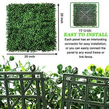 24PCS Boxwood Panels, 20"x20" Grass Wall Panel, Boxwood Hedge Wall Panels, Grass Wall Backdrop, UV Protected Privacy Hedge Screen for Indoor, Garden, Fence, Backyard and Outdoor Wedding Decor