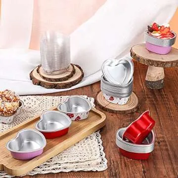 Cunhill Heart Shaped Cake Pans with Lids for Mini Desserts