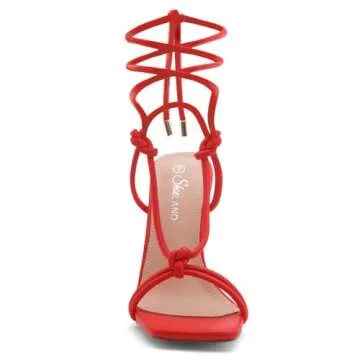 Shoe Land SL-Melody Women's Lace Up Heels Dressy Strappy Heels Square Open Toe Tie Up Stiletto High ...