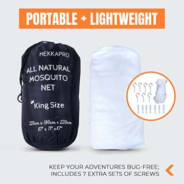 MEKKAPRO Ultra Large Mosquito Net with Carry Bag, Large 2 Openings Netting Curtains | Camping, Bedding, Patio | Carrying Pouch and Hanging Kit