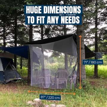MEKKAPRO Ultra Large Mosquito Net with Carry Bag, Large 2 Openings Netting Curtains | Camping, Bedding, Patio | Carrying Pouch and Hanging Kit