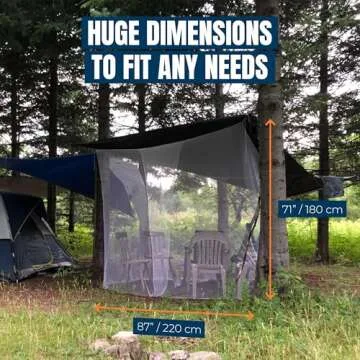MEKKAPRO Ultra Large Mosquito Net with Carry Bag, Large 2 Openings Netting Curtains | Camping, Bedding, Patio | Carrying Pouch and Hanging Kit