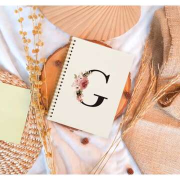 OXW Initial Letter G Notebook, Personalized Gifts, Custom Notebook Journals for Writing, Customized ...