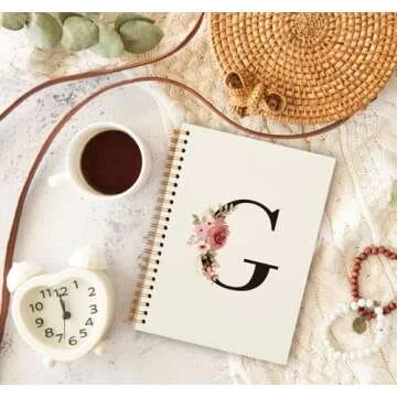 OXW Initial Letter G Notebook, Personalized Gifts, Custom Notebook Journals for Writing, Customized Gifts, Monogrammed Gifts for Women, Personalized Notepads, Hardcover Spiral Notebook 5.5 x 8.3