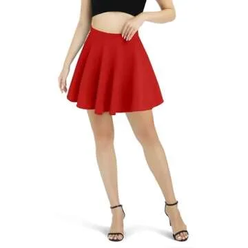 Women's Versatile Stretchy Flared Skater Skirt in Red