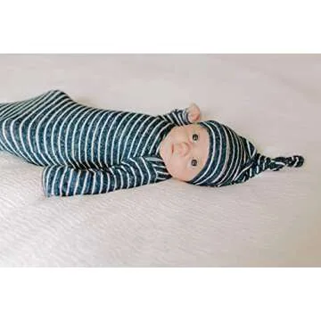aden + anais Snuggle Knit Knotted Newborn Baby Gown & Hat, Navy
